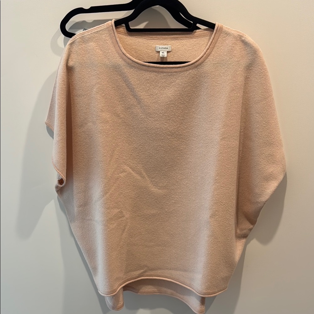 Cuyana Boxy Pink Dolman Sleeve Sweatshirt Baby Alpaca
